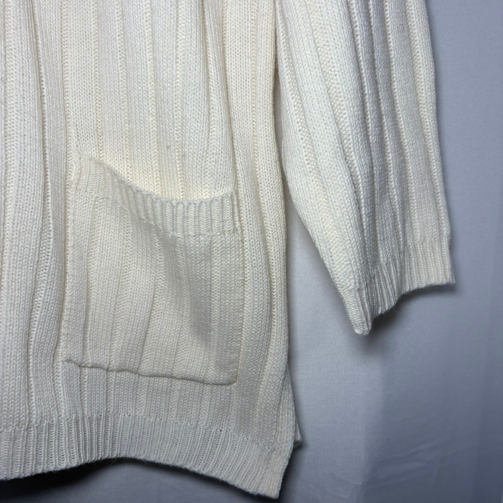 Vintage Bobbie Brooks Ivory Ribbed Knit Cardigan Sweater XL BB610SWF99 - Picture 6 of 8